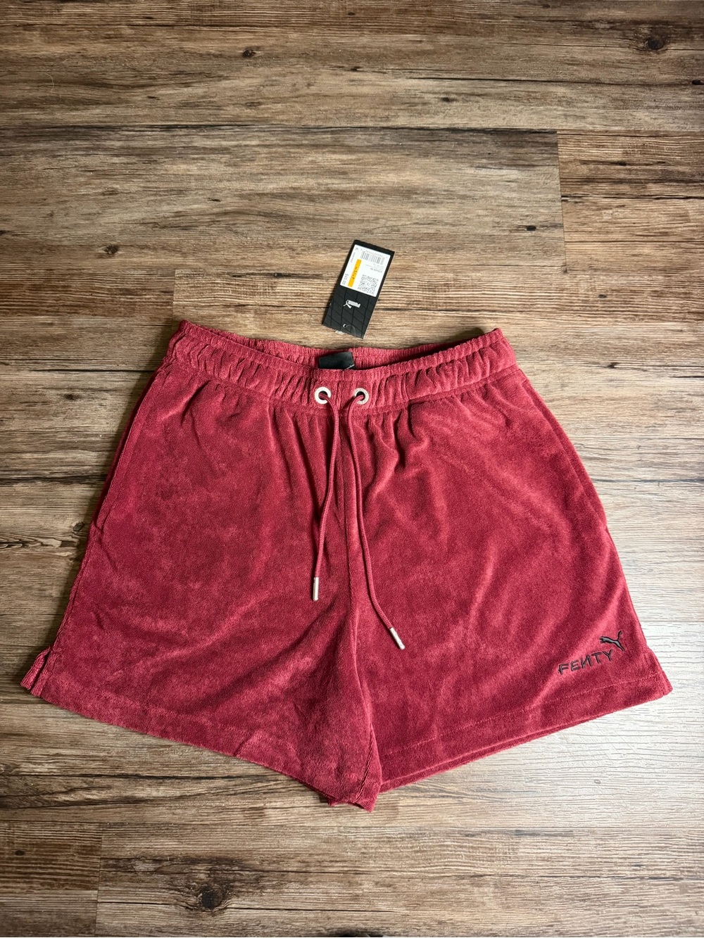PUMA X FENTY Towel Terry Track Shorts Tam Regal Red $65 NWT Size S